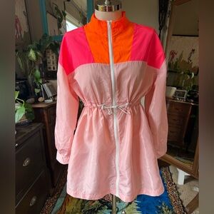 O&O Women's Pink and Orange Windbreaker Jacket, size L